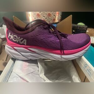 Hoka Clifton 8 Women's Athletic Shoes in Purple and Pink